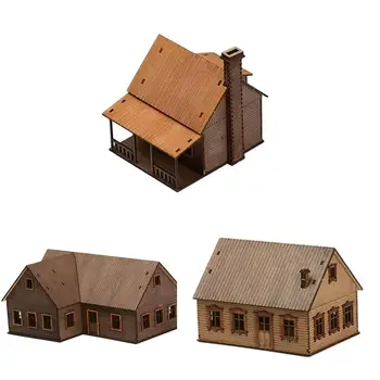 1/72 Миниатюрна дървена къща, образователна играчка в разглобено формата за микроландшафтной Диорами, Пясък маса, жп модел аксесоар