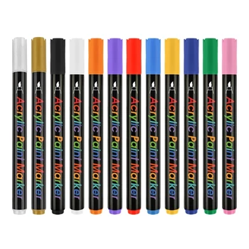12-цветни акрилни маркери за рисуване бързо съхнещи писалка за рисуване САМ