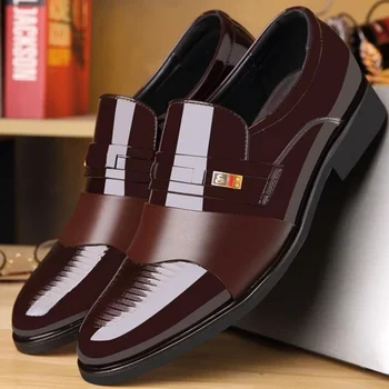 2023 Мъжки обувки в бизнес стил, Официални Модела обувки без Закопчалка, Мъжки Oxfords, Висококачествени Кожени Обувки За Мъже, Лоферы