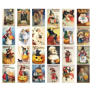 24x Реколта Тикви за парти в чест на Хелоуин, карти за Подаръци на тема Вещици, Поздравителни картички, празнични аксесоари за парти в чест на Хелоуин