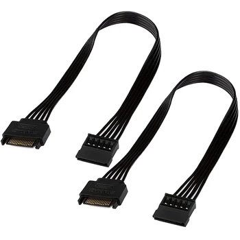4шт удължителен кабел за Захранване SATA, 15-Пинов удължителен кабел SATA мъжа към жената, Адаптер захранващ кабел За твърд диск HDD, SSD, 30 см