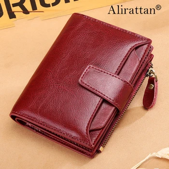 Alirattan 2023, Нов дамски портфейл от естествена кожа, Дамски Кратък студентски мултифункционален портфейл с нулев размер, чантата за шофьорска книжка