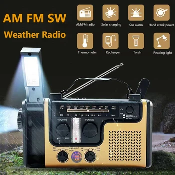 AM FM SW Ръчно радио SOS-алармена система, съвместима с Bluetooth, Слънчево Ръчно радио, led Фенерче, USB Зареждане, за Бивакуване на открито