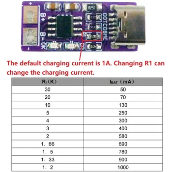 DDTC08ME 20X Сверхмалый Модул за зареждане на литиево-йонна батерия Type-C Li-Po PD QC FCP USB 18650 TP4056 1A Зарядно устройство