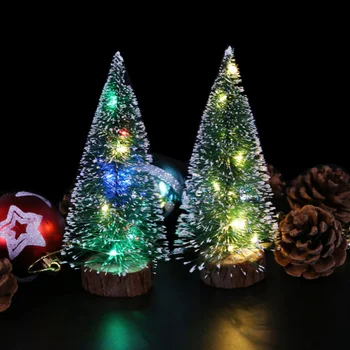Led Коледни Украси Коледна Украса На Масата На Работния Плот Зелено Скреж С Led Подсветка Борови Иглички Коледна Елха
