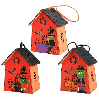 Led лампа за мини-къщите на Хелоуин с батерии, мини-къщата на Хелоуин могат да Издържат на многократно използване за домашно нощно осветление на Хелоуин