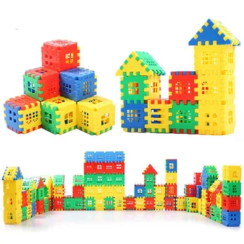 Блоковете от цветни пластмасови детски играчки-пъзели от 3-6 години, монтаж на къщата, поставяне на момичета и момчета, подарък за рожден ден МЕКСИКО