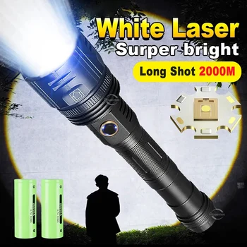 Бял Лазерен Супер Мощен led Фенерче 80 W USB Акумулаторна Фенерче с Висока Мощност, Тактически Фенер, Ръчна Лампа