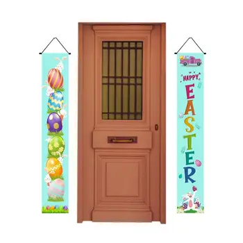 Великденски банери за входната врата, Декоративни Великденски закачалка за верандата, банер 30x180 см, Сезонна декорация, рекламни банери за дома