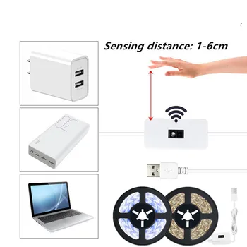 Водоустойчив Сензор за ръчно почистване на Лампата в килера USB 5 НА Подсветката на телевизора, кухня, Спалня, светодиодна лента, лека нощ под лампата в килера, 1/2/3/4/5 М