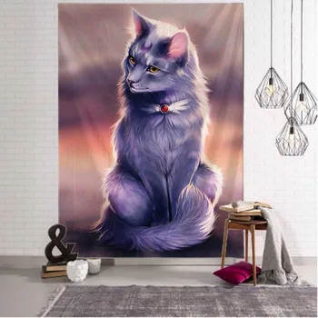 Гоблен с изображение на котка, магьосничество, хипи, кошмарен животни, стенни богемные вътрешни стени, естетична плат, декоративен фон