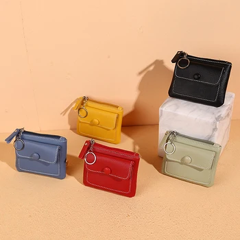Дамски Малка чанта-портмонето, чантата си за дреболии, парични торбички с цип, Детски Мини-портмонета, Кожен ключодържател, Клатч