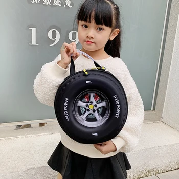 Детска градина, цветна раница на рамото във формата на гуми, детска найлон училищна чанта, раница