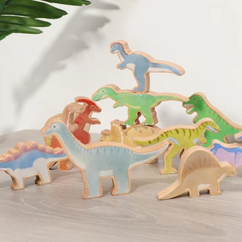 Дървени Детски играчки за деца от 3 до 6 години с динозавром, строителни блокове, предучилищна развитие на дървена играчка, ранното образование на детето