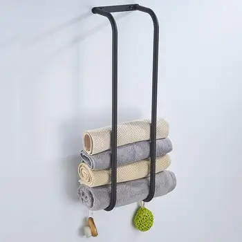 Закачалка за кърпи с винта Държач за съхранение на хавлиените кърпи в банята Компактен закачалка за кърпи от неръждаема стомана, Съвременна монтиране на стена за баня