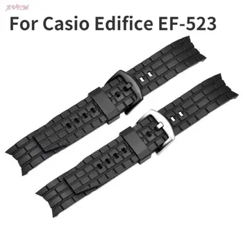 Каишка от смола часовници Casio Edifice EF-550, черна Гумена Каишка За Часовник Casio Edifice EF523 Мъжки Спортен Гривна, Взаимозаменяеми Каишка