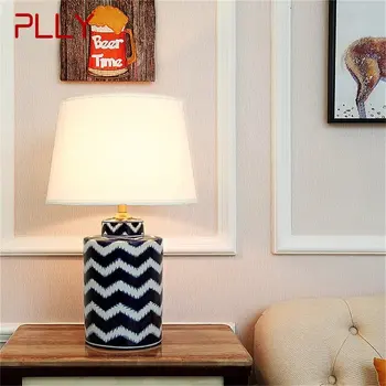 Керамични настолни лампи PLLY с Димер за десктоп осветление от мед, Луксозни тъкани за дома, хол, трапезария, Спалня, Офис