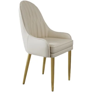 Кожени Трапезни столове от бяло злато, Дизайнерски стол за спалня, Метални Трапезни Столове, Подови Скандинавските шезлонги, Кухненски комплекти