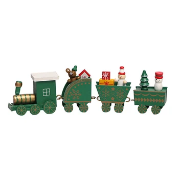Коледен дървена играчка влак с фигура на Снежен човек и мини-влак, декорация, подарък за Коледа, рожден Ден