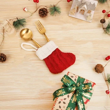 Коледен Отглеждане Вязаный Висулка Нож, Вилица Забавни Коледни Декорации за Дома 2023 Коледна Украса, Подаръци за Нова Година