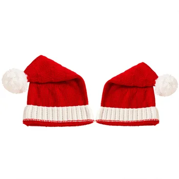 Коледна вязаная шапка, Скъпа мека Коледна вязаная капачка за родители и деца, Шапки на Дядо Коледа, Украса за Коледното парти, Опаковане на подаръци, Шапки