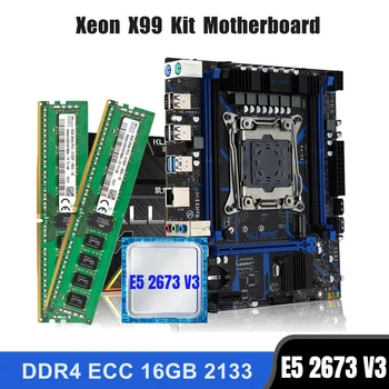 Комбиниран комплект дънната платка Kllisre X99 LGA 2011-3 Xeon E5 2673 V3 Процесор 16 GB DDR4 (2 ЕЛЕМЕНТА 8G) 2133 Mhz ECC памет
