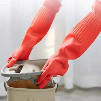 Латексови ръкавици за миене на съдове-Дълги Дебели нескользящие износоустойчиви Кухненски принадлежности Почистване на дома Автомивка Дрехи, Гумени ръкавици