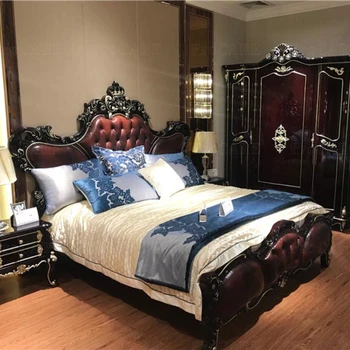 легло с кралски размери (King Size в европейски стил, кралската мебели, хотелски спални слушалки от древното злато