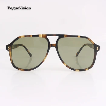 Леопардовые слънчеви очила Pilot, дамски модни квадратни слънчеви очила голям размер за мъже, зелени лещи, улични очила с защита от uv, унисекс
