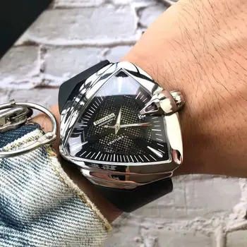 Луксозни часовници Ventura XXL A2824 Автоматично мъжки часовник с PVD Стомана Напълно черна каишка от каучук Спортни Puretime