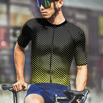 Лятна мъжки Спортни дрехи за почивка на велосипед, Мода 3D, Постепенно време, Къси ръкави, Кръгъл отвор, Мъжки Основни видове спорт