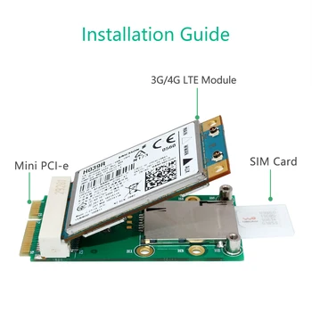 Мини адаптер PCI-E със слот за SIM карта за 3G/4G, WWAN LTE, GPS-карти с самоупругим собственик на СИМ-карти