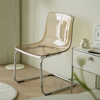 Мобилен Уличен Дизайнерски стол Прозрачен Офис Акрилен стол в Скандинавски стил, маса за Хранене, Тоалетка за парти Stuhl Esszimmer, Акрилна мебели SQC