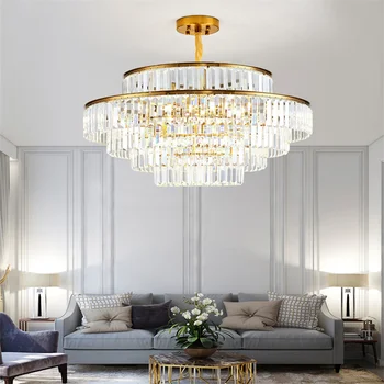 Модерен 5-слойная луксозен кристален полилей за Сватбената зала Декорация на хола тавана Led лампа Home indoor Luxury Suspension