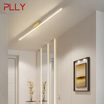 Модерен Месинг Тавана Лампа PLLY LED Creative Simplicity Long Strip Lamp за Домашно Обличане Веранда с Декор на Пътеката