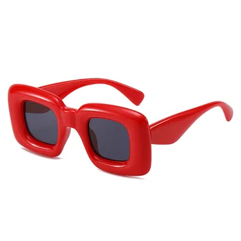 Модерен ретро Квадратни слънчеви очила в ярки цветове, нюанси UV400, модната марка, Дизайнерски Мъжки Червени, жълти, Уникални Слънчеви Очила