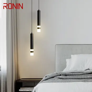 Модерен черен led окачен лампа RONIN, прост декоративен окачен лампа за домашен кабинет, спалня
