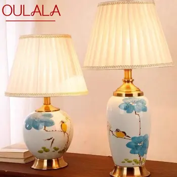 Модерна керамична настолна лампа OULALA, led китайската просто креативна нощна лампа за дома хол спалня