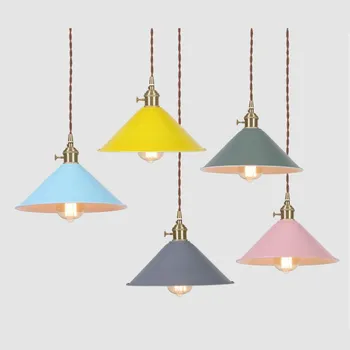 Модни творчески висящи лампи желязна лампа E27 led лампа пет цвята Дневна спалня подвесная лампа led блясък подвесное осветление