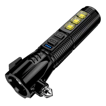 Мултифункционално фенерче със силна светлина, USB-акумулаторна Пожарна сигнална лампа