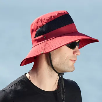 Мъжка шапка рибар с големи широки поля, Градинска солнцезащитная шапка, стена за Катерене шапка, панама от дишаща мрежа, рибарски шапки Унисекс голям размер