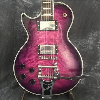 Нова стандартна плоча с покритие от розово дърво, стандартна изработени по поръчка левосторонняя електрическа китара с горна част от клен, джаз електрическа китара с пламък