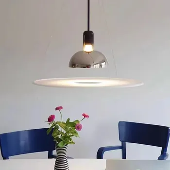 Окачен лампа Frisbi, хромирана лампа на италианския дизайнер, творчески прости led висящи осветителни тела, тела за спалнята, хола, маса за хранене