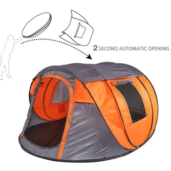 Палатка за къмпинг, за 4 човека, водоустойчив градинска шатра с турбокомпресор