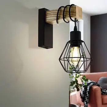 Персонални спалня с Таблата на Ляво и на дясно, Декоративна дървена Стенни лампи, Креативен Стенен лампа за телевизор, Желязо Изкуство, Диамантена Дървени Стенни лампа