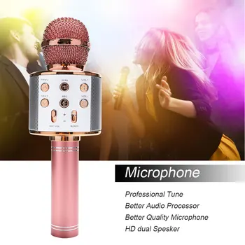 Портативен Bluetooth Караоке Микрофон Безжична Професионален Говорител Домашен ръчен микрофон KTV