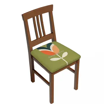 Ретро-лале-Оранжево и маслинено-зелен Квадратен калъф за възглавници, черен декор за столове в стил аниме, Декоративни калъфи за столове