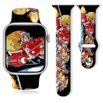 Силиконов каучук с принтом Christmas Series 2 за Apple Watch Band S7/6/5/4/3/2/1 8 Модерен гривна Ultra 38/40/41 мм 42/44/45/49 мм
