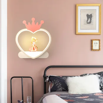 Стенни лампи Прости модерни led за детската стая с изображение на Любовта, Розово декор, Принцеса за момичета, Топли романтични нощни лампи, Осветителни тела