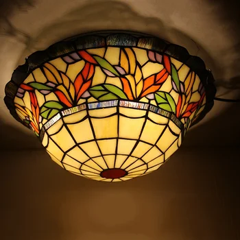 Тавана лампа LongHuiJing от винтажного витражного стъкло в стил Тифани ръчно изработени, монтируемый вълни